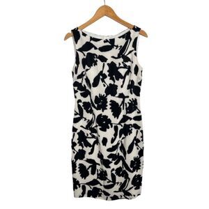 Vintage Black and White 100% Silk Floral Minimalist Classy Quite Luxury Dress